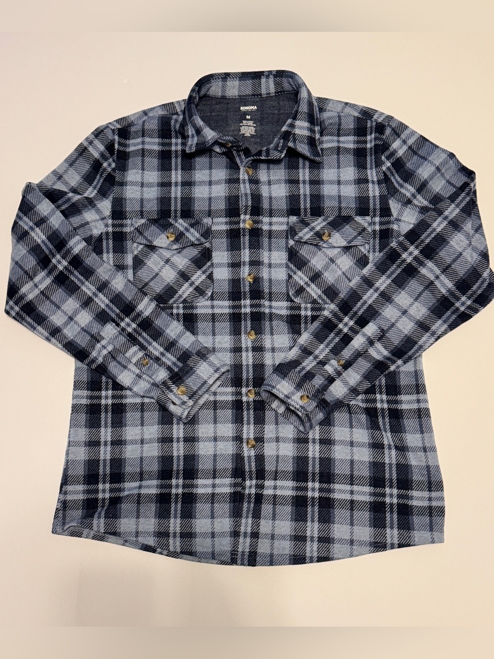 Medium Sonoma Super Soft Knit Flannel - Blue and Black Plaid